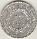1000 REIS DE PRATA DE 1860
