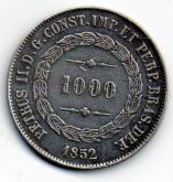 1000 REIS DE PRATA DE 1852-1º TIPO