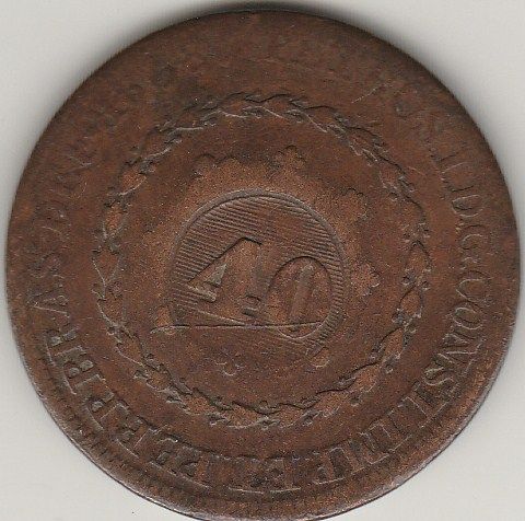 80 reis de 1829r c/carimbo de 40