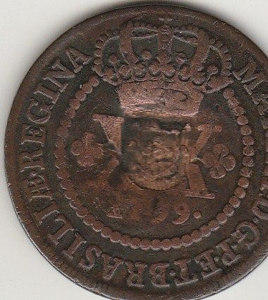 xx reis de 1799 coroa baixa, com carimbo de escudete