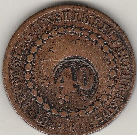 80 reis de 1824r com carimbo de 40