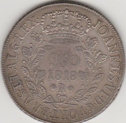 960 reis de 1818r ,galhos triplos