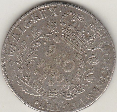 960 reis de 1820r sobre 8 reales 1818