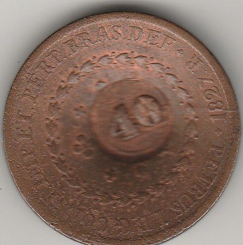 80 reis de 1827r c/carimbo de 40 mbc -soberba