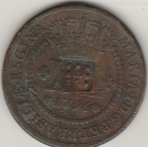 xl reis de 1796 c/carimbo escudete soberbo