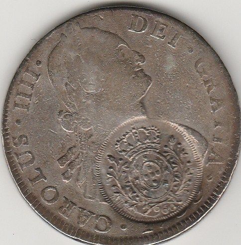 carimbo de 960 reis lima sobre 8 reales de 1797