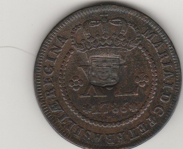 xl reis de 1786 com carimbo de escudete