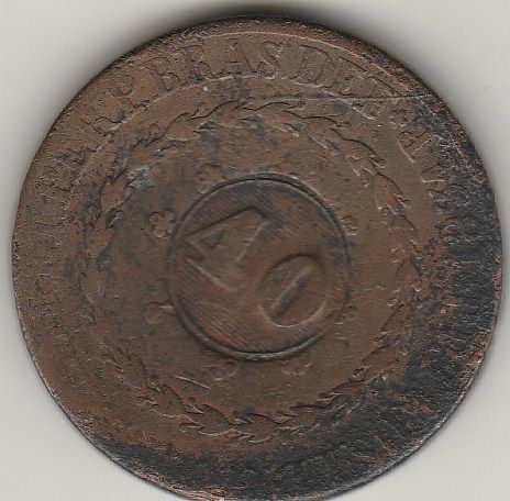 80 REIS DE COBRE DE 1831R C/CARIMBO DE 40